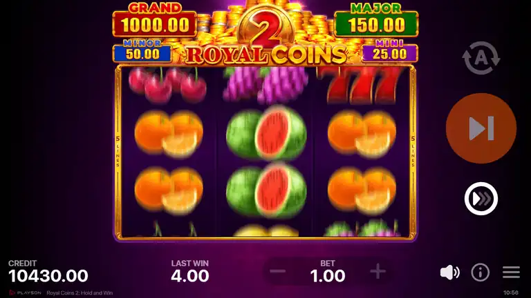 Spin 1278: balance 10,430.00 - base game during the 541-spin gap between bonus 4 and bonus 5